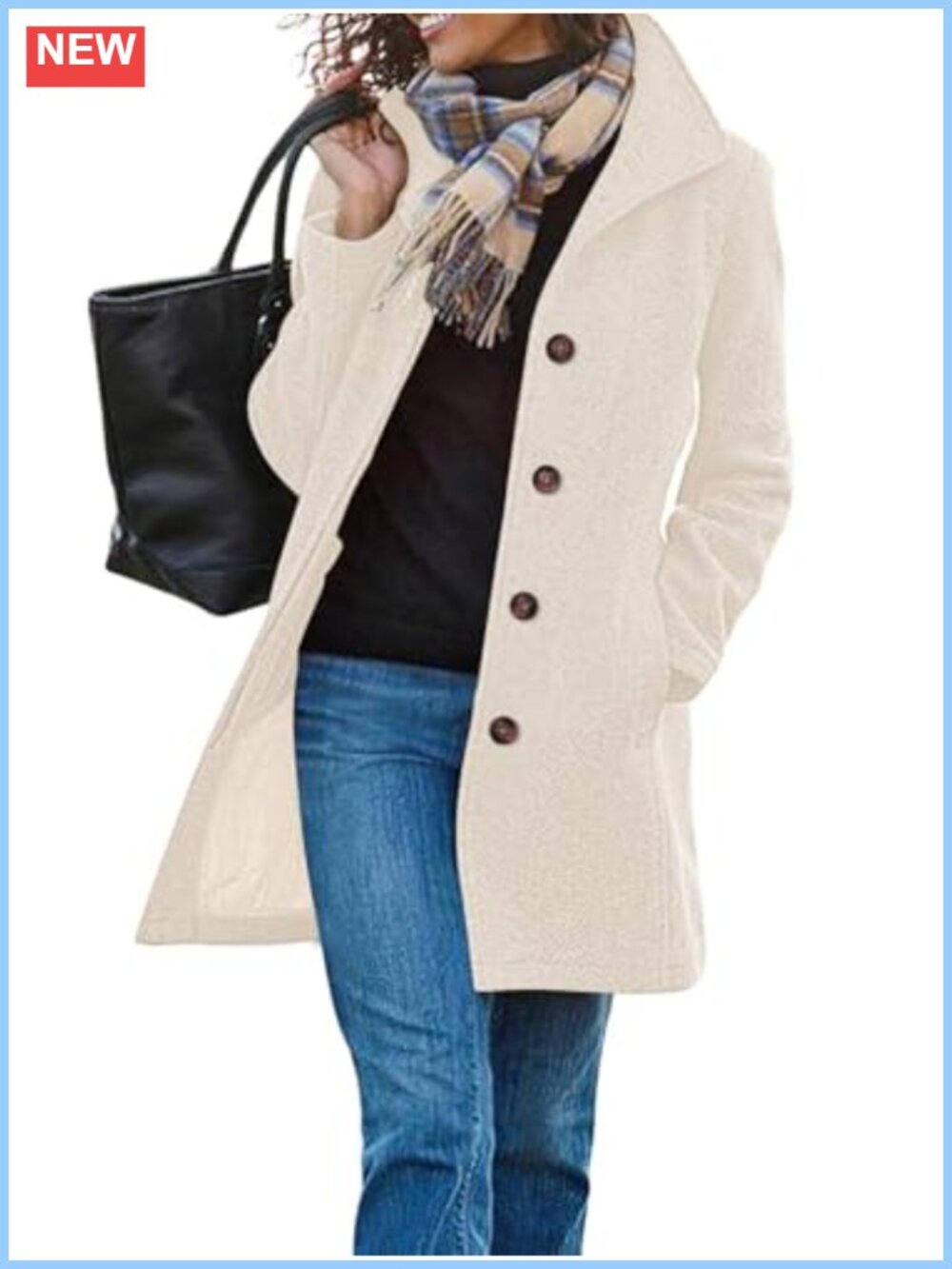 Women's Wool Blend Long Trench Coat Single Breasted Pea Coat Winter Fall Jacket